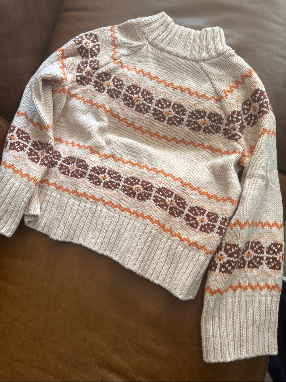 Madewell Fair Isle Pullover Sweater with Rust and Brown Accents